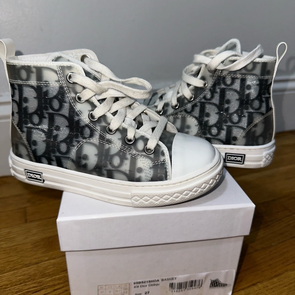Dior Kids High-Top Sneakers - White and Gray